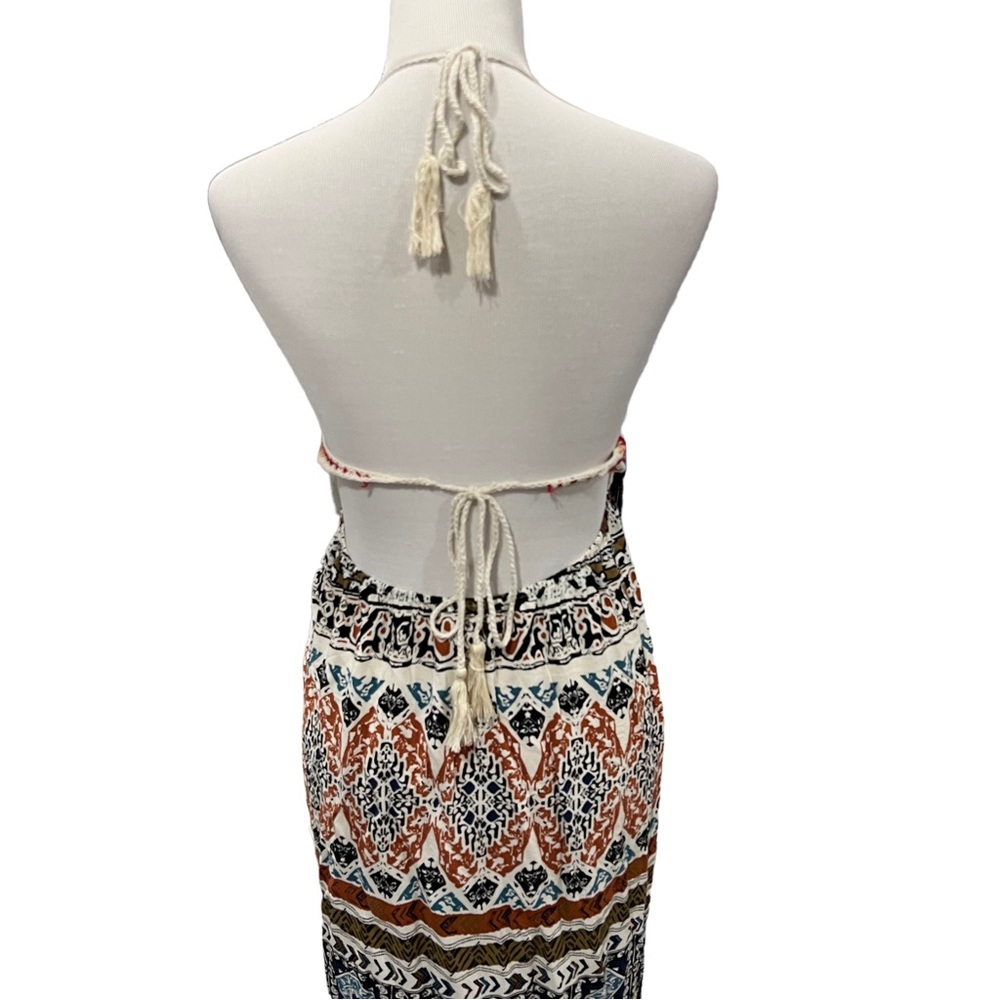 Flying Tomato Sleeveless Beige Crochet Printed Maxi Dress M - Picture 4 of 7